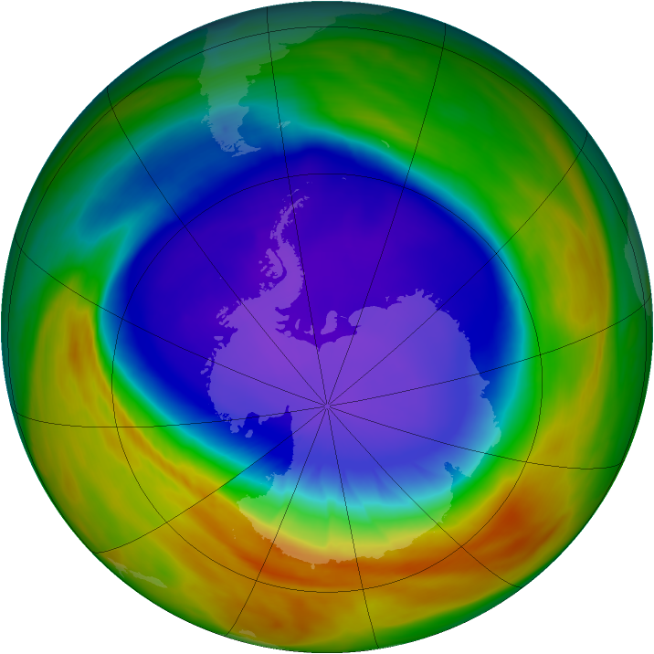Antarctic ozone map for 28 September 2007